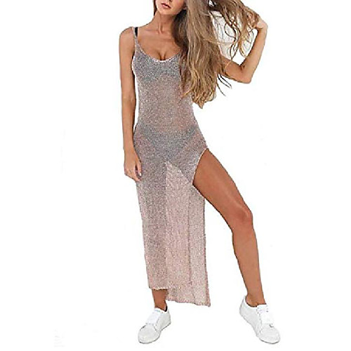 women's sexy see though gold side slit long beach dress bikini cover-up swimsuit
women's sexy see though gold side slit long beach dress bikini cover-up swimsuit