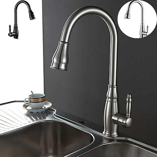 High Arc Brass Kitchen Faucet , Silver/Coffee Single Handle One Hole Oil-rubbed Bronze Pull-out Tall Kitchen Taps with Hot and Cold Water
High Arc Brass Kitchen Faucet , Silver/Coffee Single Handle One Hole Oil-rubbed Bronze Pull-out Tall Kitchen Taps with Hot and Cold Water