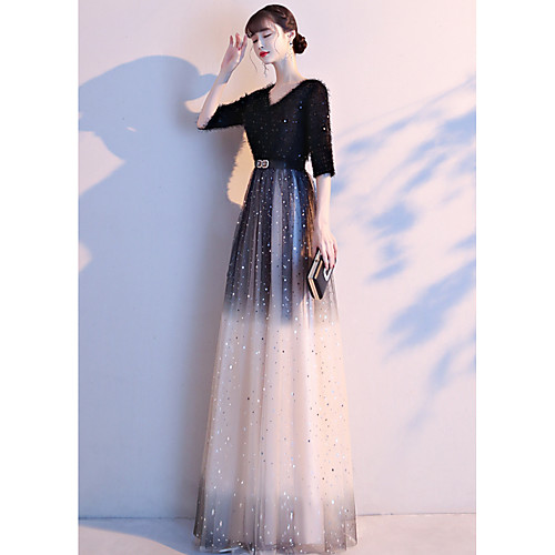 A-Line Sparkle Elegant Prom Formal Evening Dress V Neck Half Sleeve Floor Length Lace Satin with Sequin 2021
A-Line Sparkle Elegant Prom Formal Evening Dress V Neck Half Sleeve Floor Length Lace Satin with Sequin 2021