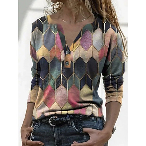 Women's Blouse Shirt Color Block Long Sleeve Patchwork Print V Neck Tops Purple Red Khaki
Women's Blouse Shirt Color Block Long Sleeve Patchwork Print V Neck Tops Purple Red Khaki