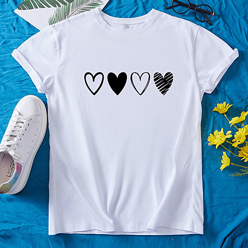 Women's T shirt Heart Round Neck Tops 100% Cotton Basic Basic Top White Black Red
Women's T shirt Heart Round Neck Tops 100% Cotton Basic Basic Top White Black Red