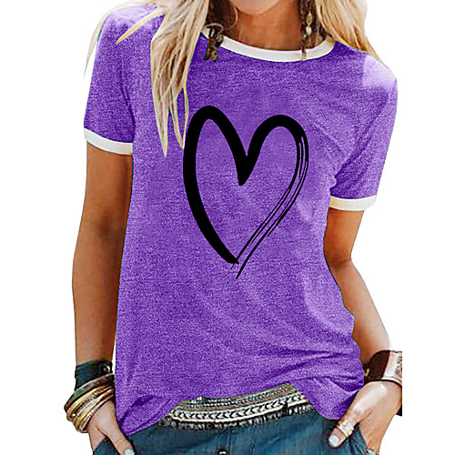Women's T shirt Heart Patchwork Print Round Neck Tops Basic Basic Top White Blue Purple
Women's T shirt Heart Patchwork Print Round Neck Tops Basic Basic Top White Blue Purple