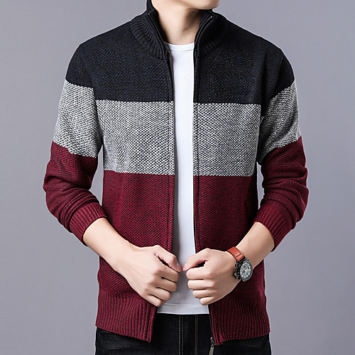 Men's Zipper Front Long Layered Knitted Braided Striped Camouflage Cardigan Poncho Sweater Long Sleeve Sweater Cardigans Stand Collar Winter Black Light gray Dark Gray
Men's Zipper Front Long Layered Knitted Braided Striped Camouflage Cardigan Poncho Sweater Long Sleeve Sweater Cardigans Stand Collar Winter Black Light gray Dark Gray