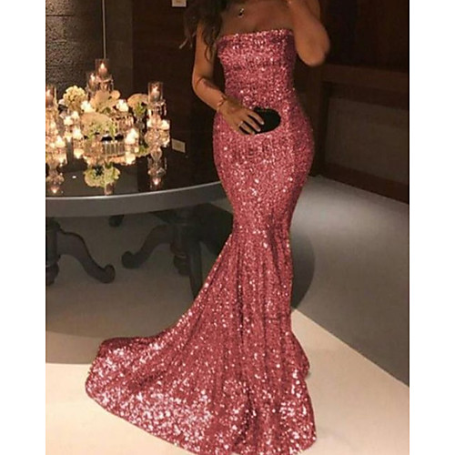 Mermaid / Trumpet Glittering Sexy Engagement Formal Evening Valentine's Day Dress Off Shoulder Sleeveless Sweep / Brush Train Sequined with Sequin 2021
Mermaid / Trumpet Glittering Sexy Engagement Formal Evening Valentine's Day Dress Off Shoulder Sleeveless Sweep / Brush Train Sequined with Sequin 2021