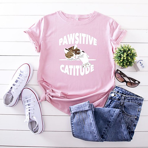 Women's T shirt Cat Graphic Text Round Neck Tops 100% Cotton Basic Basic Top White Black Yellow
Women's T shirt Cat Graphic Text Round Neck Tops 100% Cotton Basic Basic Top White Black Yellow