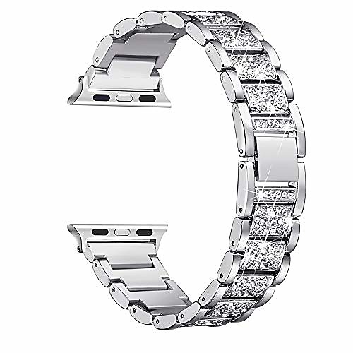 bling bands compatible with apple watch band 42mm 44mm women iwatch se series 6/5/4/3/2/1, dressy jewelry metal bracelet with rhinestones, silver
bling bands compatible with apple watch band 42mm 44mm women iwatch se series 6/5/4/3/2/1, dressy jewelry metal bracelet with rhinestones, silver