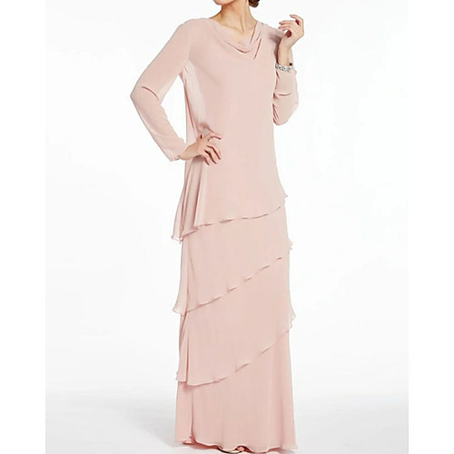 Sheath / Column Mother of the Bride Dress Plus Size Elegant Cowl Neck Floor Length Chiffon Long Sleeve with Sash / Ribbon Appliques 2021
Sheath / Column Mother of the Bride Dress Plus Size Elegant Cowl Neck Floor Length Chiffon Long Sleeve with Sash / Ribbon Appliques 2021