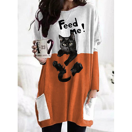 Women's 3D Cat T shirt Dress Cat Plaid Graphic Prints Long Sleeve Pocket Patchwork Print Round Neck Basic Tops Black Orange
Women's 3D Cat T shirt Dress Cat Plaid Graphic Prints Long Sleeve Pocket Patchwork Print Round Neck Basic Tops Black Orange