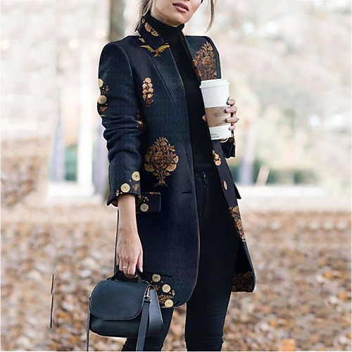 Women's Trench Coat Going out Fall & Winter Long Coat Stand Collar Regular Fit Jacket Long Sleeve Geometric Print Blue
Women's Trench Coat Going out Fall & Winter Long Coat Stand Collar Regular Fit Jacket Long Sleeve Geometric Print Blue