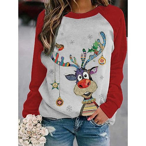 Women's Christmas Tunic Cartoon Cat Deer Long Sleeve Print Round Neck Basic Christmas Tops Cotton Black Purple Red
Women's Christmas Tunic Cartoon Cat Deer Long Sleeve Print Round Neck Basic Christmas Tops Cotton Black Purple Red