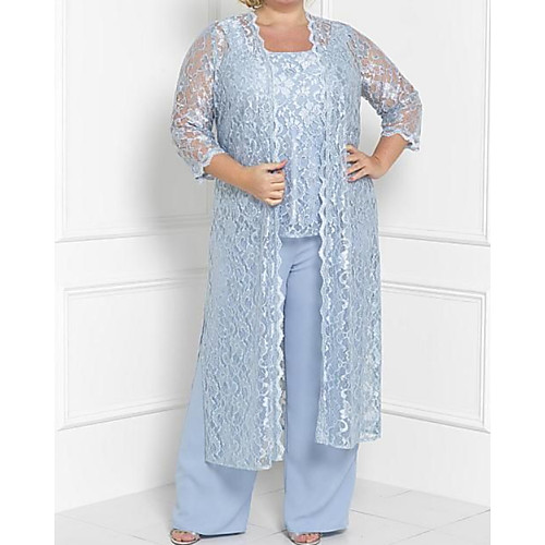 Two Piece Pantsuit / Jumpsuit Mother of the Bride Dress Elegant Vintage Jewel Neck Floor Length Chiffon Lace 3/4 Length Sleeve with Appliques 2021
Two Piece Pantsuit / Jumpsuit Mother of the Bride Dress Elegant Vintage Jewel Neck Floor Length Chiffon Lace 3/4 Length Sleeve with Appliques 2021