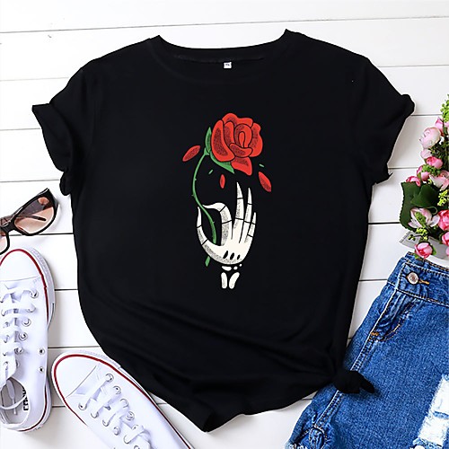 Women's T shirt Floral Graphic Prints Skull Print Round Neck Tops 100% Cotton Basic Basic Top White Black Yellow
Women's T shirt Floral Graphic Prints Skull Print Round Neck Tops 100% Cotton Basic Basic Top White Black Yellow
