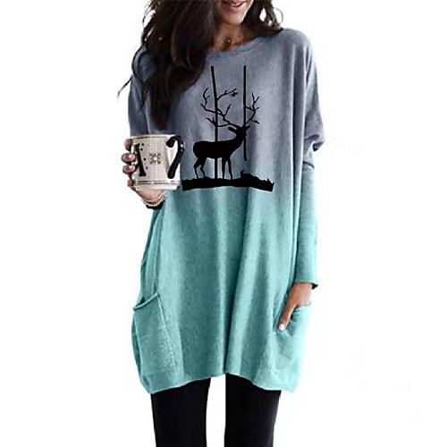 Women's Christmas T shirt Dress Color Gradient Animal Long Sleeve Round Neck Tops Christmas Basic Top Purple Orange Gray
Women's Christmas T shirt Dress Color Gradient Animal Long Sleeve Round Neck Tops Christmas Basic Top Purple Orange Gray