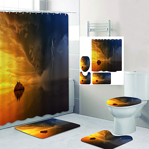 Thunder And lightning Tornado Digital Printing Four-piece Set Shower Curtains and Hooks Modern Polyester Machine Made Waterproof Bathroom
Thunder And lightning Tornado Digital Printing Four-piece Set Shower Curtains and Hooks Modern Polyester Machine Made Waterproof Bathroom