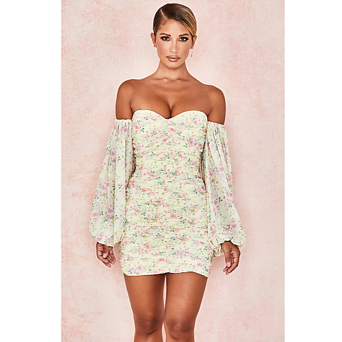 Sheath / Column Sexy Floral Party Wear Cocktail Party Dress Off Shoulder Long Sleeve Short / Mini Spandex with Ruched Pattern / Print 2021
Sheath / Column Sexy Floral Party Wear Cocktail Party Dress Off Shoulder Long Sleeve Short / Mini Spandex with Ruched Pattern / Print 2021