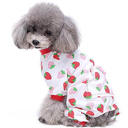 cute pet pajamas with feet strawberry print cotton jumpsuit for small dogs
cute pet pajamas with feet strawberry print cotton jumpsuit for small dogs