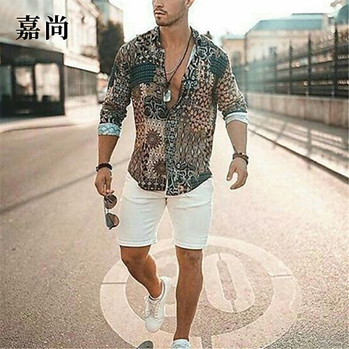 Men's Shirt Other Prints Geometric Print Long Sleeve Daily Tops Button Down Collar Khaki
Men's Shirt Other Prints Geometric Print Long Sleeve Daily Tops Button Down Collar Khaki