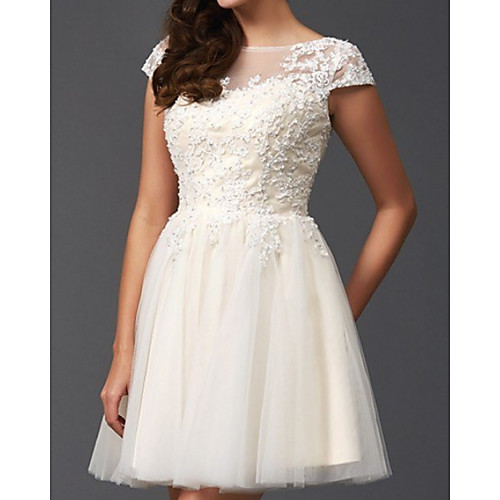A-Line Wedding Dresses Jewel Neck Short / Mini Lace Tulle Short Sleeve Vintage Little White Dress 1950s with Appliques 2021
A-Line Wedding Dresses Jewel Neck Short / Mini Lace Tulle Short Sleeve Vintage Little White Dress 1950s with Appliques 2021