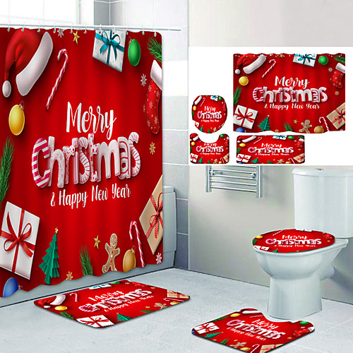 Christmas English Christmas Gift Box Digital Printing Four-piece Set Shower Curtains and Hooks Modern Polyester Machine Made Waterproof Bathroom
Christmas English Christmas Gift Box Digital Printing Four-piece Set Shower Curtains and Hooks Modern Polyester Machine Made Waterproof Bathroom