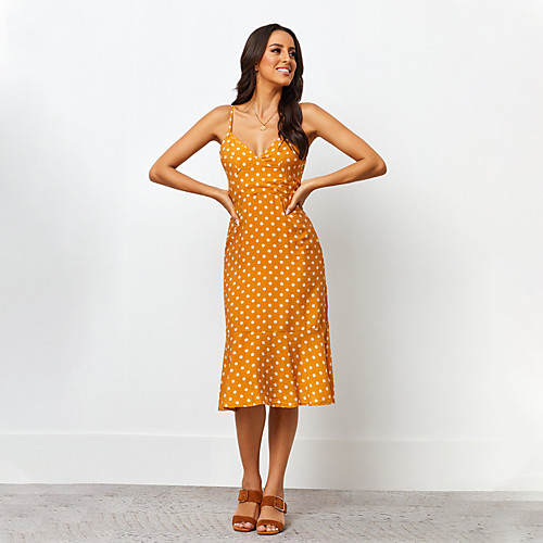 Women's Strap Dress Midi Dress Yellow Sleeveless Polka Dot Backless Print Fall V Neck Work Casual Going out 2021 XS S M L
Women's Strap Dress Midi Dress Yellow Sleeveless Polka Dot Backless Print Fall V Neck Work Casual Going out 2021 XS S M L
