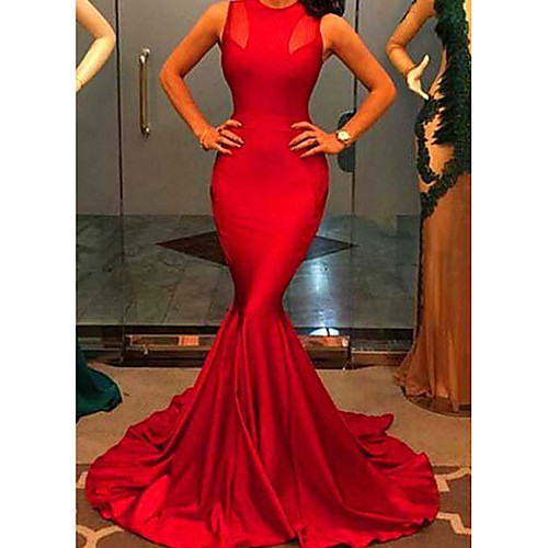Mermaid / Trumpet Minimalist Elegant Wedding Guest Formal Evening Dress Jewel Neck Sleeveless Court Train Spandex with Pleats 2021
Mermaid / Trumpet Minimalist Elegant Wedding Guest Formal Evening Dress Jewel Neck Sleeveless Court Train Spandex with Pleats 2021
