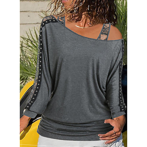 Women's T shirt Dress T shirt Plain Long Sleeve Cut Out Mesh Lace U Neck Tops Basic Basic Top Dark Gray
Women's T shirt Dress T shirt Plain Long Sleeve Cut Out Mesh Lace U Neck Tops Basic Basic Top Dark Gray