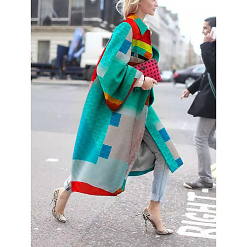 Women's Coat Daily Fall & Winter Long Coat Loose Jacket Long Sleeve Color Block Print Blue Yellow
Women's Coat Daily Fall & Winter Long Coat Loose Jacket Long Sleeve Color Block Print Blue Yellow