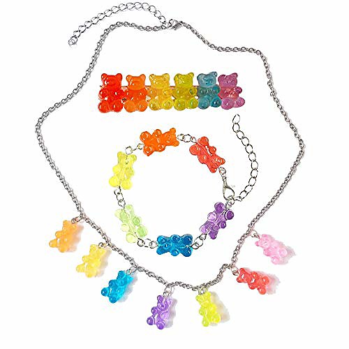 7 colors cute cartoon bear necklace stainless steel chain necklace for girls womens (necklace bracelet hair clip set)
7 colors cute cartoon bear necklace stainless steel chain necklace for girls womens (necklace bracelet hair clip set)