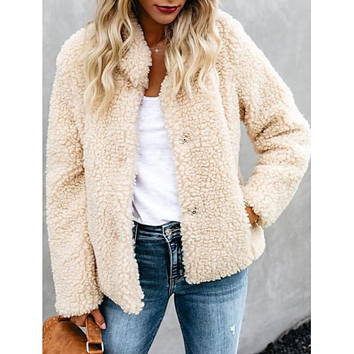 Women's Teddy Coat Holiday Fall & Winter Regular Coat Shirt Collar Loose Streetwear Jacket Long Sleeve Solid Colored Patchwork Beige / Going out
Women's Teddy Coat Holiday Fall & Winter Regular Coat Shirt Collar Loose Streetwear Jacket Long Sleeve Solid Colored Patchwork Beige / Going out