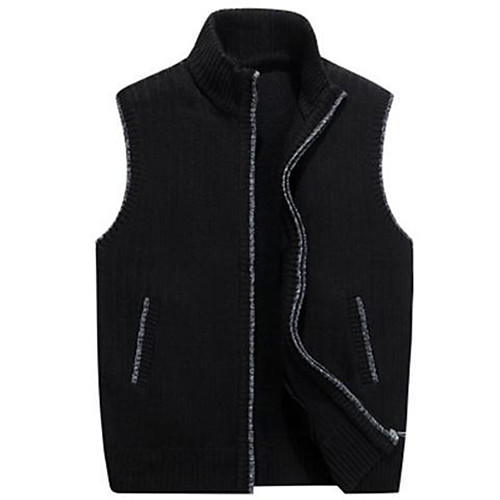 Men's Knitted Solid Color Cardigan Vest Sleeveless Sweater Cardigans Stand Collar Black Blue Wine
Men's Knitted Solid Color Cardigan Vest Sleeveless Sweater Cardigans Stand Collar Black Blue Wine