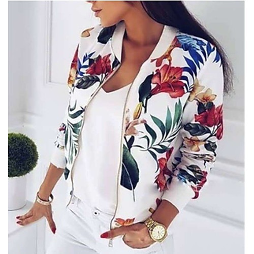 Women's Jacket Going out Spring & Fall Regular Coat Stand Collar Loose Sporty Jacket Long Sleeve Geometric Print Blue White
Women's Jacket Going out Spring & Fall Regular Coat Stand Collar Loose Sporty Jacket Long Sleeve Geometric Print Blue White