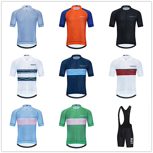 Women's Men's Short Sleeve Cycling Jersey with Bib Shorts Summer Lycra Polyester Red and White PinkGreen BlueOrange Stripes Solid Color Bike Clothing Suit 3D Pad Quick Dry Breathable Reflective
Women's Men's Short Sleeve Cycling Jersey with Bib Shorts Summer Lycra Polyester Red and White PinkGreen BlueOrange Stripes Solid Color Bike Clothing Suit 3D Pad Quick Dry Breathable Reflective