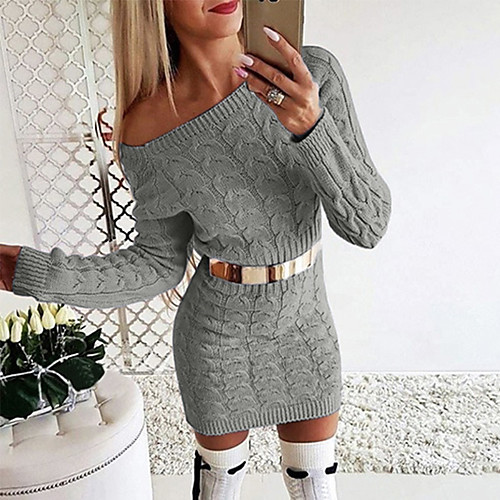 Women's Sweater Jumper Dress Short Mini Dress Blushing Pink Gray White Black Long Sleeve Solid Color Fall Off Shoulder Sexy Slim 2021 S M L XL
Women's Sweater Jumper Dress Short Mini Dress Blushing Pink Gray White Black Long Sleeve Solid Color Fall Off Shoulder Sexy Slim 2021 S M L XL