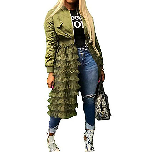 womens sheer mesh ruffled patchwork long jackets dress chiffon hem casual outerwear zipper up coat armygreen
womens sheer mesh ruffled patchwork long jackets dress chiffon hem casual outerwear zipper up coat armygreen