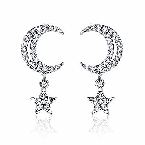 925 sterling silver cz moon stud earrings, micro pave shinning cubic zirconia star dangle drop earrings for women (moon)
925 sterling silver cz moon stud earrings, micro pave shinning cubic zirconia star dangle drop earrings for women (moon)