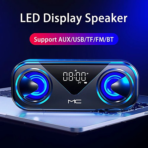 H9 LED Portable Bluetooth Speakers Wireless Stereo Bass Hifi Speaker Support TF Card AUX USB Handsfree With Flash LED Clock
H9 LED Portable Bluetooth Speakers Wireless Stereo Bass Hifi Speaker Support TF Card AUX USB Handsfree With Flash LED Clock