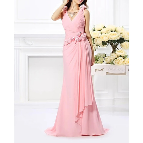 Mermaid / Trumpet Elegant Floral Wedding Guest Formal Evening Dress V Neck Sleeveless Sweep / Brush Train Chiffon with Sash / Ribbon Pleats 2021
Mermaid / Trumpet Elegant Floral Wedding Guest Formal Evening Dress V Neck Sleeveless Sweep / Brush Train Chiffon with Sash / Ribbon Pleats 2021