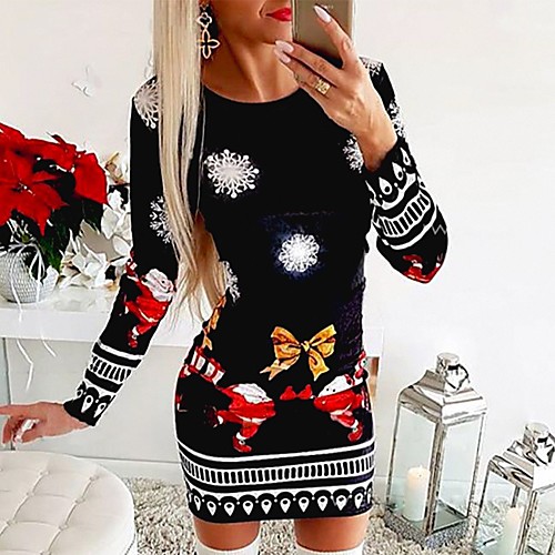 Women's Sheath Dress Short Mini Dress Black Long Sleeve Print Print Fall Spring Round Neck Casual Going out Slim 2021 M L XL XXL
Women's Sheath Dress Short Mini Dress Black Long Sleeve Print Print Fall Spring Round Neck Casual Going out Slim 2021 M L XL XXL