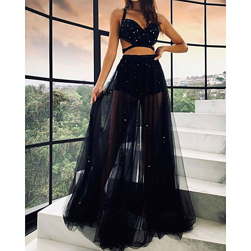 A-Line Glittering Sexy Wedding Guest Formal Evening Dress Spaghetti Strap Sleeveless Floor Length Tulle with Sequin 2021
A-Line Glittering Sexy Wedding Guest Formal Evening Dress Spaghetti Strap Sleeveless Floor Length Tulle with Sequin 2021