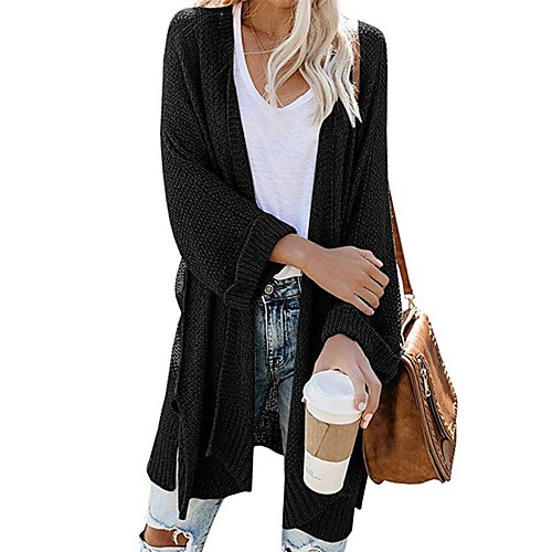 Women's Knitted Solid Color Cardigan Long Sleeve Sweater Cardigans Crew Neck Fall Winter White Black Yellow
Women's Knitted Solid Color Cardigan Long Sleeve Sweater Cardigans Crew Neck Fall Winter White Black Yellow