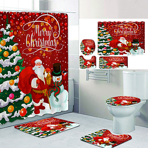 Christmas Snowman Santa Digital Printing Four-piece Set Shower Curtains and Hooks Modern Polyester Machine Made Waterproof Bathroom
Christmas Snowman Santa Digital Printing Four-piece Set Shower Curtains and Hooks Modern Polyester Machine Made Waterproof Bathroom