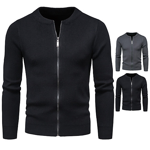 Men's Solid Color Cardigan Long Sleeve Sweater Cardigans Crew Neck Stand Collar Black Dark Gray
Men's Solid Color Cardigan Long Sleeve Sweater Cardigans Crew Neck Stand Collar Black Dark Gray