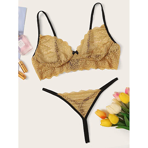 Women's Mesh Lace Erotic Matching Bralettes Suits Nightwear Floral Yellow S M L / Strap / Deep V / Strap
Women's Mesh Lace Erotic Matching Bralettes Suits Nightwear Floral Yellow S M L / Strap / Deep V / Strap