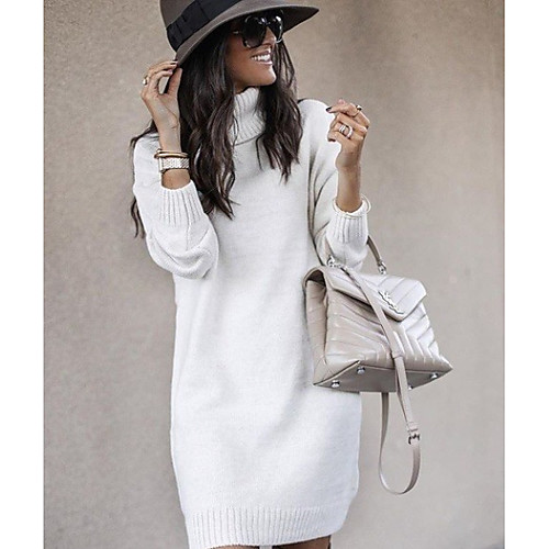 Women's Sweater Jumper Dress Knee Length Dress Yellow Blushing Pink Gray Khaki White Navy Blue Long Sleeve Solid Color Fall Turtleneck Elegant Casual Slim 2021 S M L XL XXL 3XL
Women's Sweater Jumper Dress Knee Length Dress Yellow Blushing Pink Gray Khaki White Navy Blue Long Sleeve Solid Color Fall Turtleneck Elegant Casual Slim 2021 S M L XL XXL 3XL