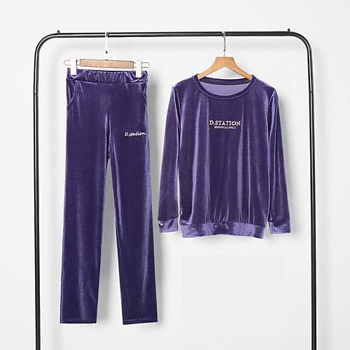 Women's 2 Piece Tracksuit Sweatsuit Street Casual 2pcs Long Sleeve Velour Thermal Warm Breathable Soft Fitness Gym Workout Running Active Training Jogging Sportswear Solid Colored Normal Violet Black
Women's 2 Piece Tracksuit Sweatsuit Street Casual 2pcs Long Sleeve Velour Thermal Warm Breathable Soft Fitness Gym Workout Running Active Training Jogging Sportswear Solid Colored Normal Violet Black