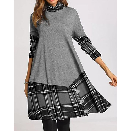 Women's A Line Dress Knee Length Dress Gray Long Sleeve Plaid Color Block Patchwork Print Fall Winter Turtleneck Casual 2021 S M L XL XXL 3XL 4XL
Women's A Line Dress Knee Length Dress Gray Long Sleeve Plaid Color Block Patchwork Print Fall Winter Turtleneck Casual 2021 S M L XL XXL 3XL 4XL