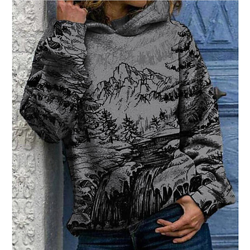 Women's Pullover Hoodie Sweatshirt Scenery Print Daily Ladies Basic Hoodies Sweatshirts Blue Gray / Fleece Lining
Women's Pullover Hoodie Sweatshirt Scenery Print Daily Ladies Basic Hoodies Sweatshirts Blue Gray / Fleece Lining