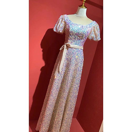 A-Line Sparkle Elegant Prom Formal Evening Dress Jewel Neck Short Sleeve Floor Length Sequined with Pleats Sequin 2021
A-Line Sparkle Elegant Prom Formal Evening Dress Jewel Neck Short Sleeve Floor Length Sequined with Pleats Sequin 2021