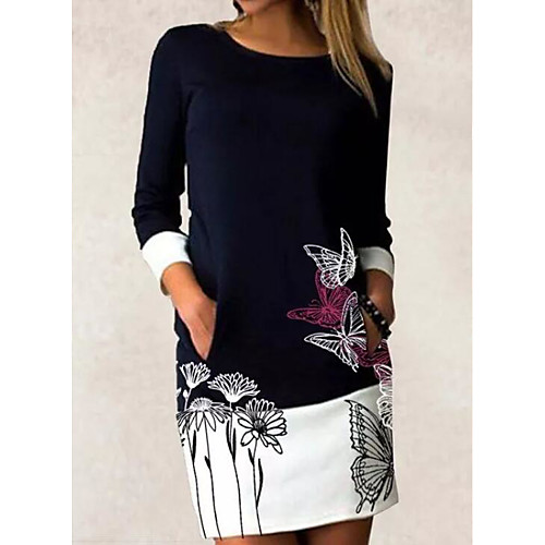 Women's Sheath Dress Knee Length Dress Black Navy Blue Long Sleeve Floral Fall Spring Round Neck Casual 2021 S M L XL XXL 3XL
Women's Sheath Dress Knee Length Dress Black Navy Blue Long Sleeve Floral Fall Spring Round Neck Casual 2021 S M L XL XXL 3XL