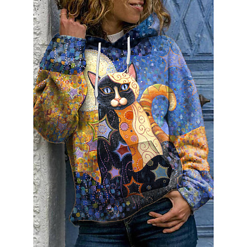 Women's Hoodie Pullover Cat Graphic 3D Front Pocket Print Daily 3D Print Basic Casual Hoodies Sweatshirts Blue
Women's Hoodie Pullover Cat Graphic 3D Front Pocket Print Daily 3D Print Basic Casual Hoodies Sweatshirts Blue